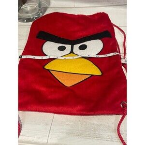 Angry Bitd cinch sack bag drawstring bag red fuzzy